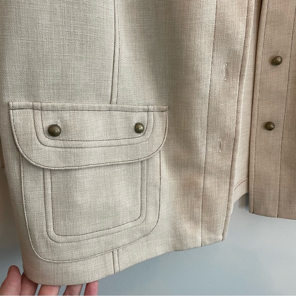 ALFRED DUNNER Cropped Sleeve Shacket - Oatmeal, Size 12 - Picture 3 of 9